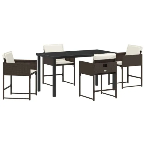 Vrtni set za objed 5 kom. Smeđa poliratan - Smeđa 140 cm Cijena