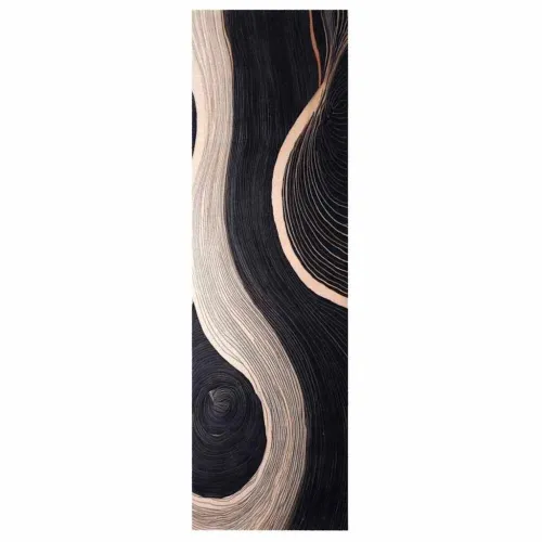 Kuhinjski Tepih Crna 150 x 45 cm Baršun - Valoviti uzorak 45 x 150 cm Cijena