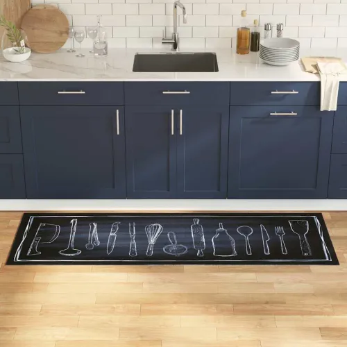 Kuhinjski Tepih Crna 180 x 60 cm Baršun - Chefov prostor 60 x 180 cm Cijena