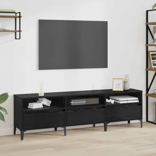 TV ormar Crni hrast 150 x 30 x 45 cm Obrađeno drvo i čelik - Crni hrast 150 cm Cijena