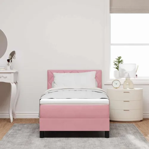 Box spring krevet Ružičasta 100 x 200 cm Baršun - Ružičasta 100 x 200 cm Dizajn s rombovima Cijena