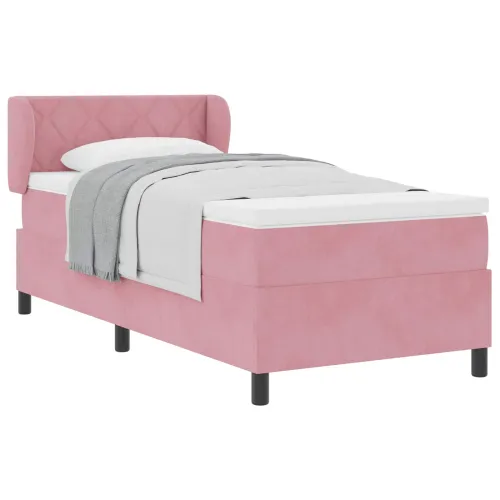 Box spring krevet s jastukom Ružičasta 100 x 200 cm Baršun - Ružičasta 100 x 200 cm Dizajn s rombovima Cijena