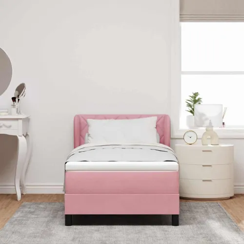 Box spring krevet s jastukom Ružičasta 100 x 200 cm Baršun - Ružičasta 100 x 200 cm Dizajn s rombovima Cijena