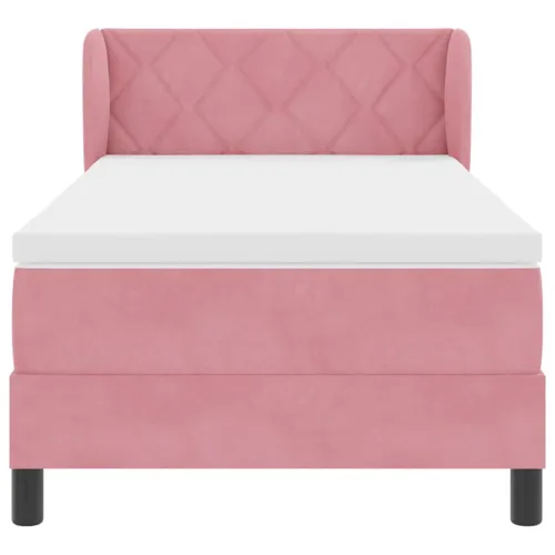 Box spring krevet s jastukom Ružičasta 100 x 200 cm Baršun - Ružičasta 100 x 200 cm Dizajn s rombovima Cijena