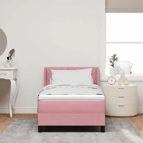 Box spring krevet Ružičasta 200 x 100 cm Baršun - Ružičasta 100 x 200 cm Dizajn s rombovima Cijena