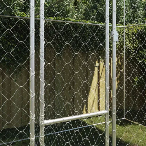 Kavez za psa s krovom Srebrna 400 x 200 x 256 cm Čelik i PE - 4 x 2 x 2,56 m 2 vrata Cijena