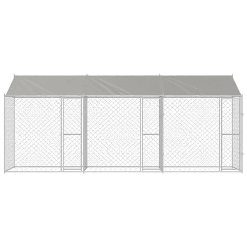 Kavez za psa s krovom Srebrna 600 x 200 x 256 cm Čelik i PE - 6 x 2 x 2,56 m 3 vrata Cijena