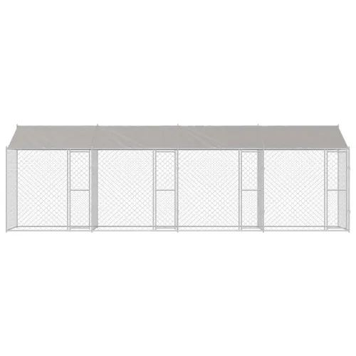 Kavez za psa s krovom Srebrna 800 x 200 x 256 cm Čelik i PE - 8 x 2 x 2,56 m 4 vrata Cijena