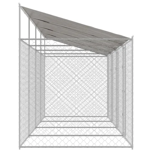 Kavez za psa s krovom Srebrna 800 x 200 x 256 cm Čelik i PE - 8 x 2 x 2,56 m 4 vrata Cijena
