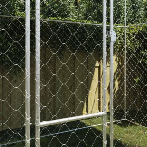 Kavez za psa s krovom Srebrna 400 x 200 x 256 cm Čelik i PE - 4 x 2 x 2,56 m 1 vrata Cijena