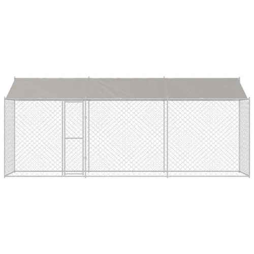 Kavez za psa s krovom Srebrna 600 x 200 x 256 cm Čelik i PE - 6 x 2 x 2,56 m 1 vrata Cijena