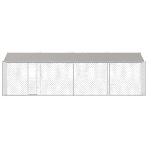 Kavez za psa s krovom Srebrna 800 x 200 x 256 cm Čelik i PE - 8 x 2 x 2,56 m 1 vrata Cijena