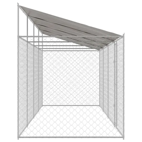 Kavez za psa s krovom Srebrna 800 x 200 x 256 cm Čelik i PE - 8 x 2 x 2,56 m 1 vrata Cijena