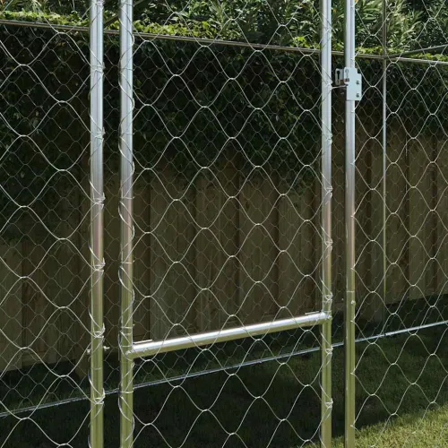 Kavez za psa s krovom Srebrna 800 x 200 x 256 cm Čelik i PE - 8 x 2 x 2,56 m 2 vrata Cijena
