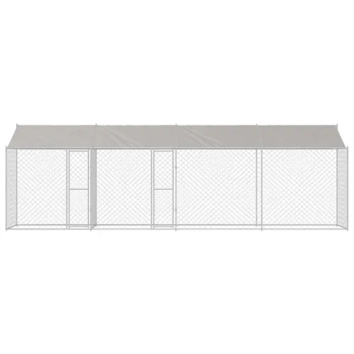 Kavez za psa s krovom Srebrna 800 x 200 x 256 cm Čelik i PE - 8 x 2 x 2,56 m 2 vrata Cijena