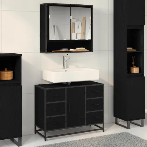 Kupaonski ormar Crni hrast 80 x 33 x 60 cm Konstruirano drvo - Crni hrast Cijena