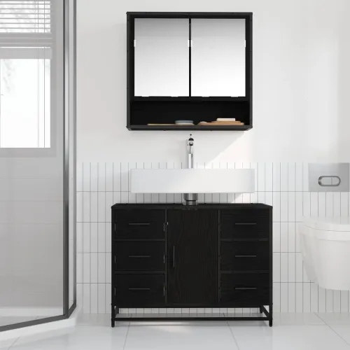 Kupaonski ormar Crni hrast 80 x 33 x 60 cm Konstruirano drvo - Crni hrast Cijena
