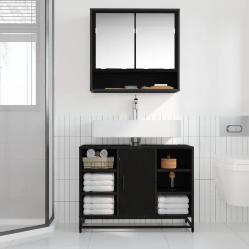 Kupaonski ormar Crni hrast 80 x 33 x 60 cm Konstruirano drvo - Crni hrast Cijena