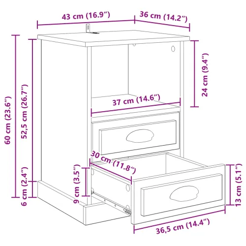 Noćni ormar Crni hrast 36 x 43 x 60 cm Konstruirano drvo - Crni hrast 1 Cijena