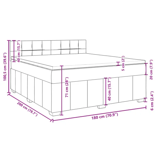 Boxspring - Krevet s oprugama i madracem tamnosmeđi 180x200 cm tkanina - Tamno smeđa 180 x 200 cm Blok s kvadratima Tamno smeđa Cijena
