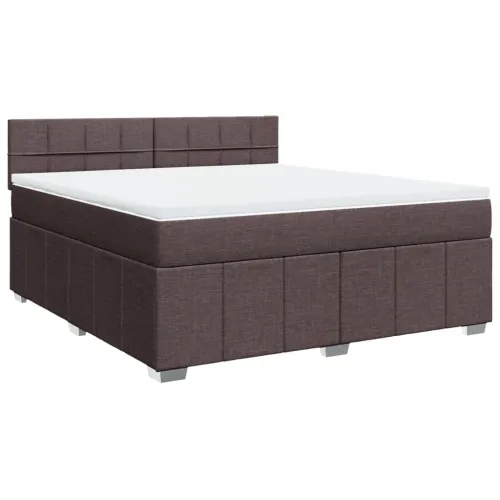 Boxspring - Krevet s oprugama i madracem tamnosmeđi 180x200 cm tkanina - Tamno smeđa 180 x 200 cm Blok s kvadratima Tamno smeđa Cijena