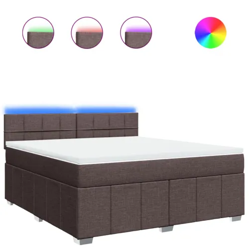 Boxspring - Krevet s oprugama i madracem tamnosmeđi 180x200 cm tkanina - Tamno smeđa 180 x 200 cm Blok s kvadratima Tamno smeđa Cijena