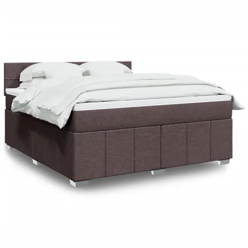 Boxspring - Krevet s oprugama i madracem tamnosmeđi 180x200 cm tkanina - Tamno smeđa 180 x 200 cm Blok s kvadratima Tamno smeđa Cijena