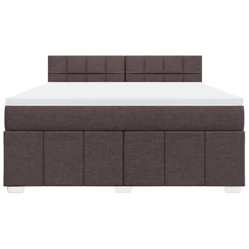 Boxspring - Krevet s oprugama i madracem tamnosmeđi 180x200 cm tkanina - Tamno smeđa 180 x 200 cm Blok s kvadratima Tamno smeđa Cijena