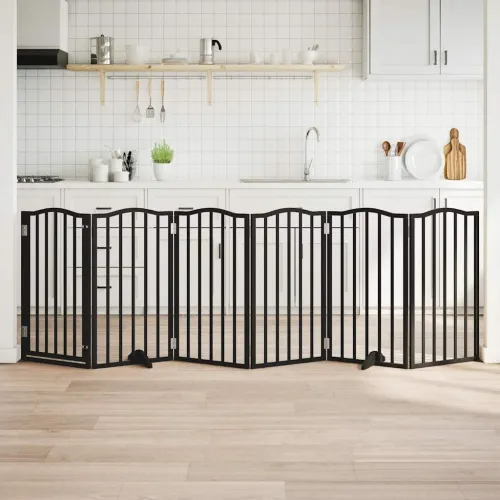 Vrata za pse s vratašcima 6 panela sklopiva 300 cm drvo topole - Crna 50 x 90 x 2 cm 6 Crna Cijena