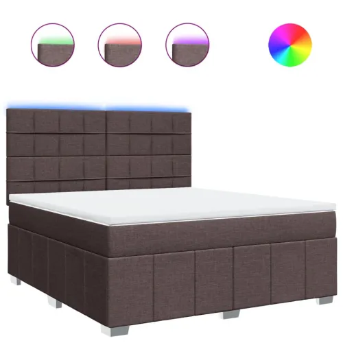 Boxspring - Krevet s oprugama i madracem tamnosmeđi 180x200 cm tkanina - Tamno smeđa 180 x 200 cm Blok s kvadratima Tamno smeđa Cijena