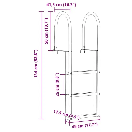 Ljestve za dok s 3 koraka Srebrno 45 x 11,5 x 134 cm Aluminij - 45 x 11,5 x 134 cm Cijena