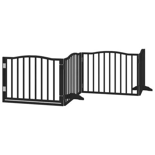 Vrata za pse s vratima, sklopiva, 4 panela, crna, 320 cm, drvo topole - Crna 80 x 60 x 2 cm 4 Crna Cijena