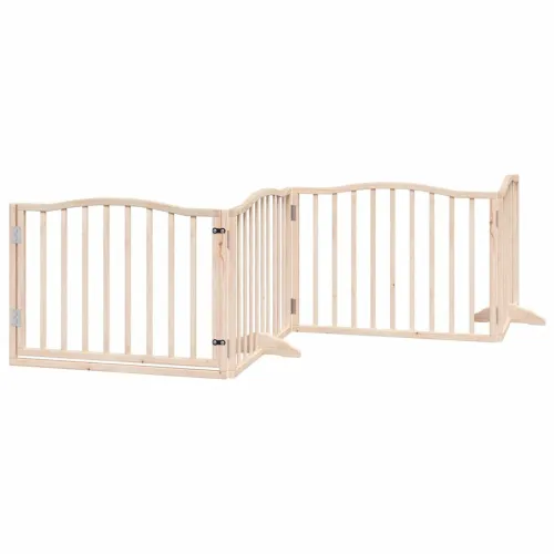 Vrata za pse s vratašcima 4 panela sklopiva 320 cm drvo topole - Prirodna 80 x 60 x 2 cm 4 Prirodna Cijena