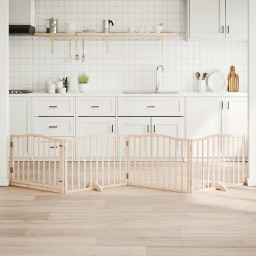 Vrata za pse s vratašcima 4 panela sklopiva 320 cm drvo topole - Prirodna 80 x 60 x 2 cm 4 Prirodna Cijena