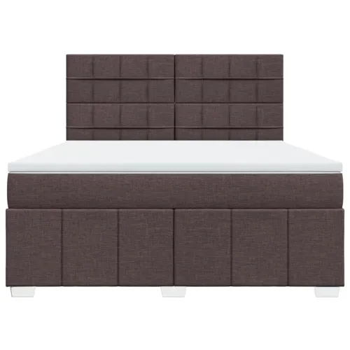Boxspring - Krevet s oprugama i madracem tamnosmeđi 180x200 cm tkanina - Tamno smeđa 180 x 200 cm Blok s kvadratima Tamno smeđa Cijena