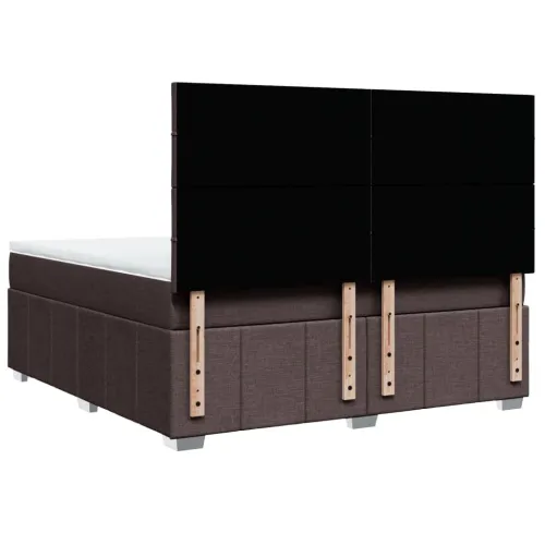 Boxspring - Krevet s oprugama i madracem tamnosmeđi 180x200 cm tkanina - Tamno smeđa 180 x 200 cm Blok s kvadratima Tamno smeđa Cijena