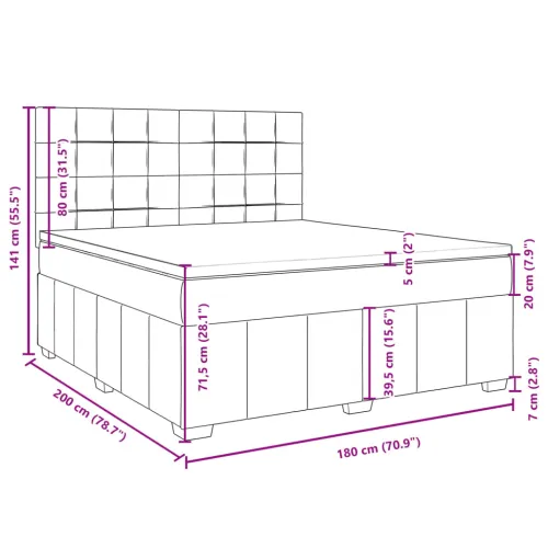 Boxspring - Krevet s oprugama i madracem tamnosmeđi 180x200 cm tkanina - Tamno smeđa 180 x 200 cm Blok s kvadratima Tamno smeđa Cijena