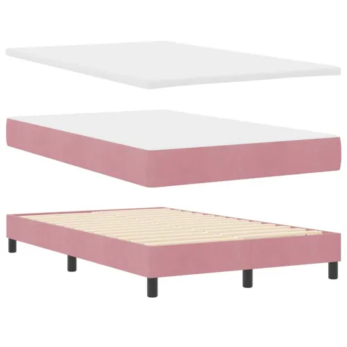 LED Box Spring Krevet Ružičasta 120 x 200 cm Baršun - Ružičasta 120 x 200 cm Dizajn s rombovima Cijena