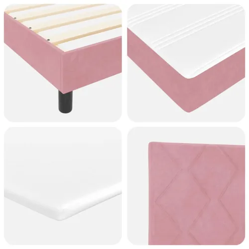 LED Box Spring Krevet Ružičasta 120 x 200 cm Baršun - Ružičasta 120 x 200 cm Dizajn s rombovima Cijena
