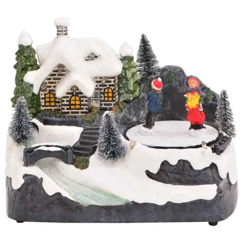 Mali božićni gradić 16 x 11,5 x 13 cm Plastika Šareni Cijena