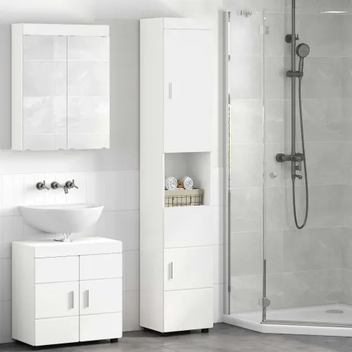 Set ormarića za kupaonicu TULUM Bijelo 37 x 31,5 x 203 cm - Bijeli Visoki ormar Cijena