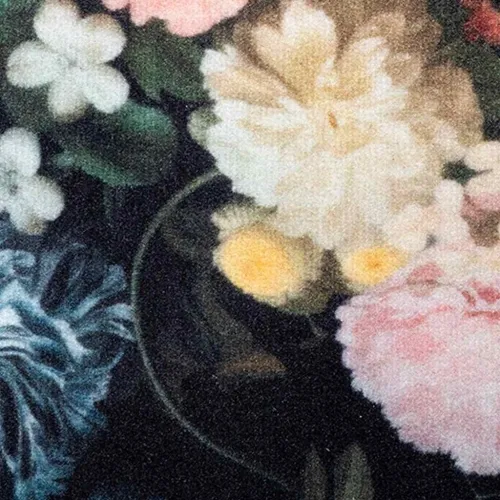 Kuhinjski Tepih Crna 300 x 60 cm Baršun - Cvijeće 60 x 300 cm Cijena