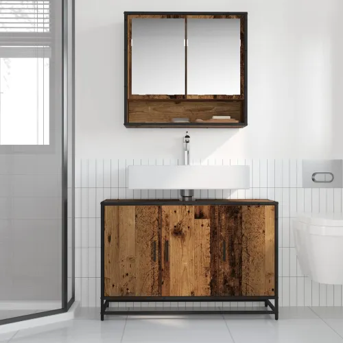Kupaonski ormar Staro drvo 90 x 33 x 60 cm Konstruirano drvo - Staro drvo Cijena