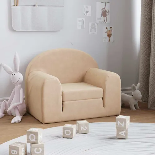 Dječji kauč na razvlačenje krem mekani plišani - Krema Sofa Krema Sofa Cijena