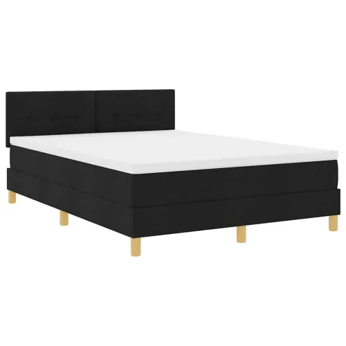 Box spring krevet s jastukom Crna 140 x 190 cm tkanina - Crna 140 x 190 cm Prošiveno gumbima Cijena