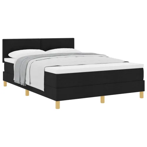 Box spring krevet s jastukom Crna 140 x 190 cm tkanina - Crna 140 x 190 cm Prošiveno gumbima Cijena