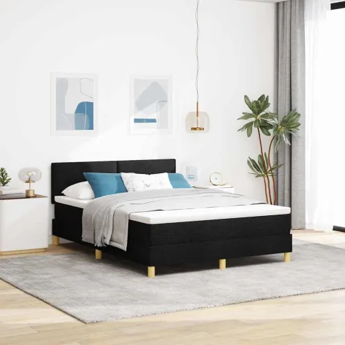 Box spring krevet s jastukom Crna 140 x 190 cm tkanina - Crna 140 x 190 cm Prošiveno gumbima Cijena
