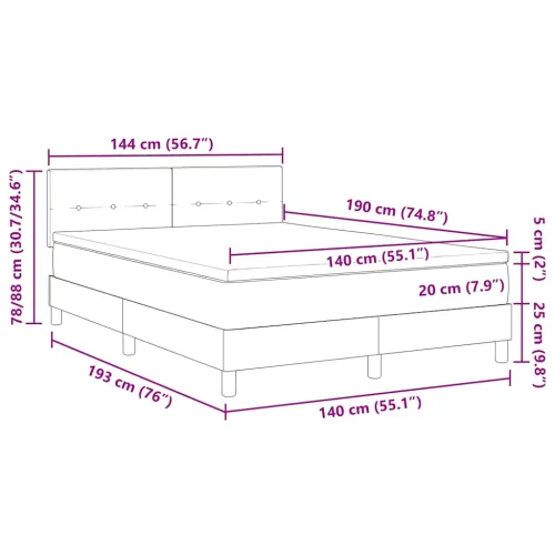 Box spring krevet s jastukom Crna 140 x 190 cm tkanina - Crna 140 x 190 cm Prošiveno gumbima Cijena