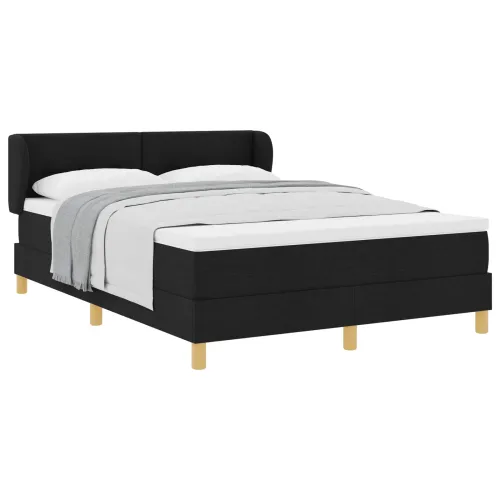 Box spring krevet s uzglavljem Crna 140 x 190 cm tkanina - Crna 140 x 190 cm Prošiveno gumbima Cijena