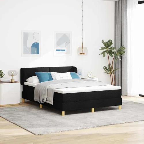 Box spring krevet s uzglavljem Crna 140 x 190 cm tkanina - Crna 140 x 190 cm Prošiveno gumbima Cijena